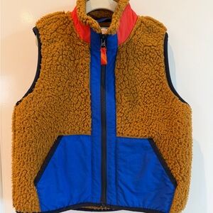 Crewcuts Tan Sherpa Vest with Blue Pockets